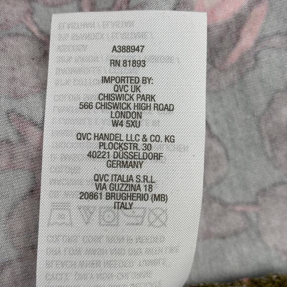 Denim & Co Tunic Size S Olive Green Floral Print Jersey Round Neck Tie Waist - Picture 9 of 9